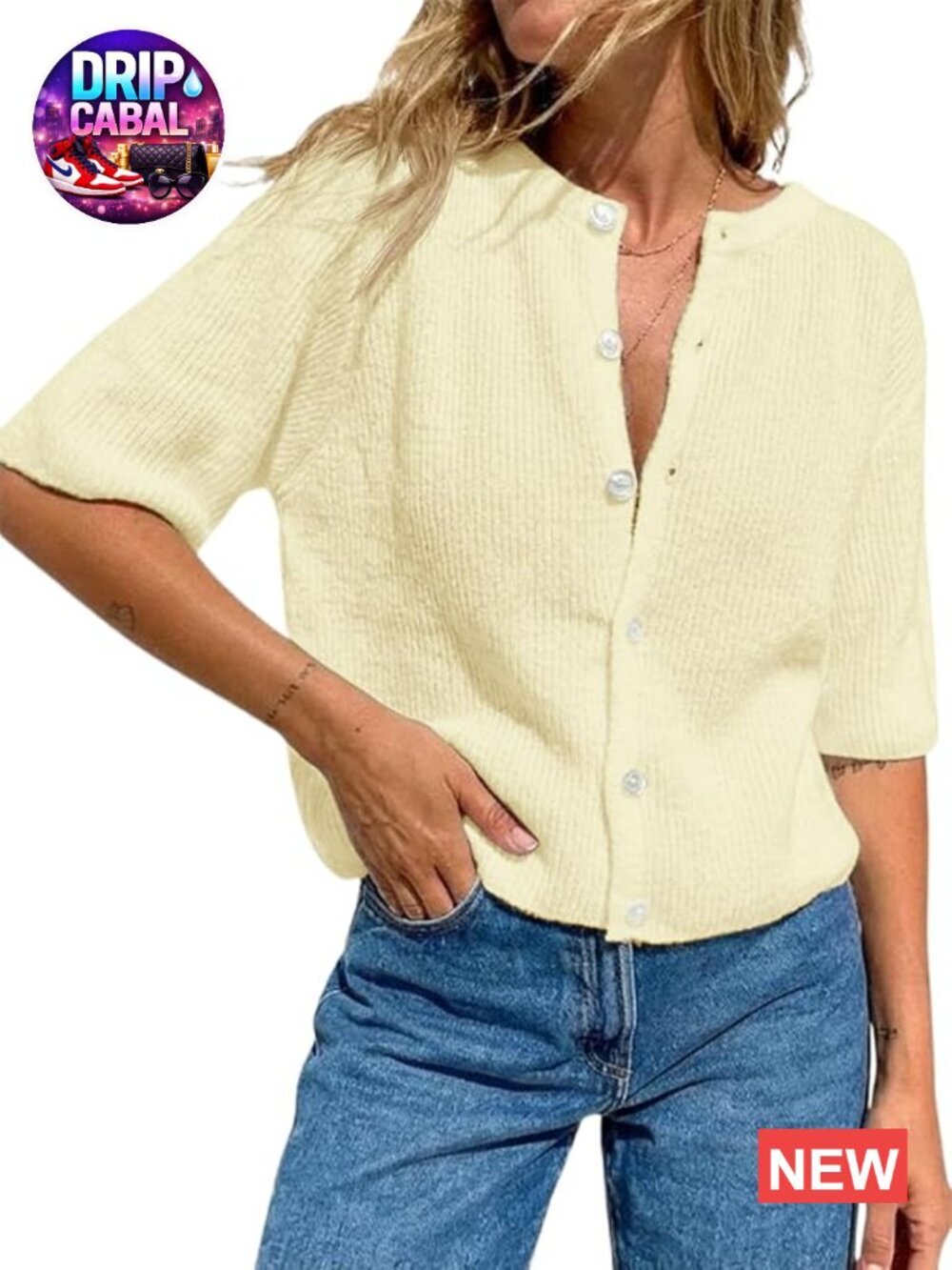 Short Sleeve Cropped Cardigan Sweater Button Down Lightweight Knit Blouse Top